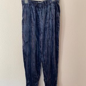Navy Crushed Velvet Cropped Anthropologie Pants